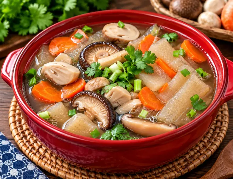 เยื่อไผ่ตุ๋นเห็ดหอม