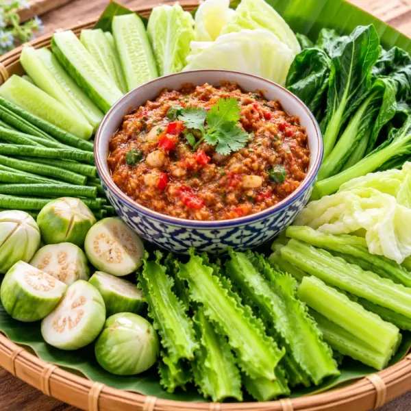 น้ำพริกผักจิ้มเจ