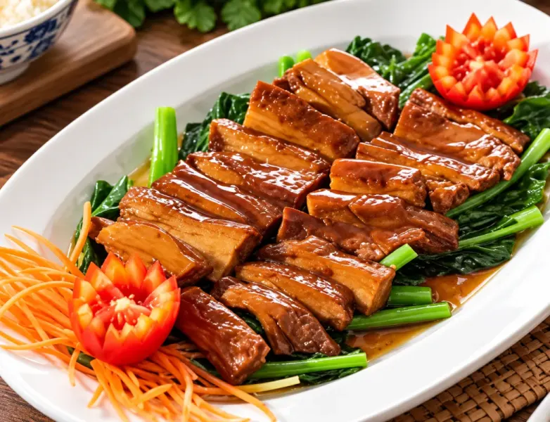 เป็ดอบยอดผักเจ