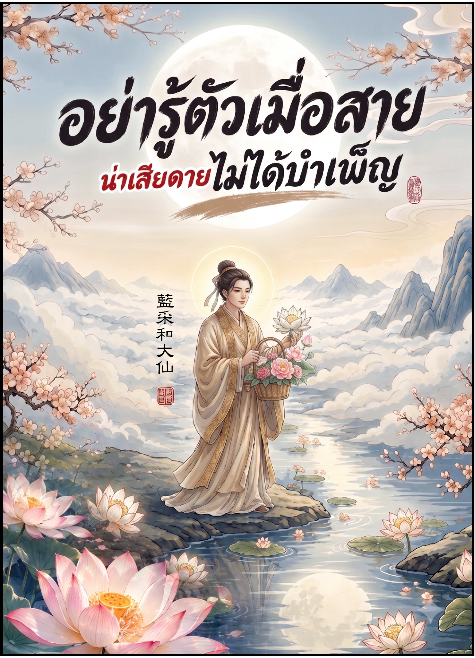 ปกหนังสือ อย่ารู้ตัวเมื่อสาย น่าเสียดายไม่ได้บำเพ็ญ